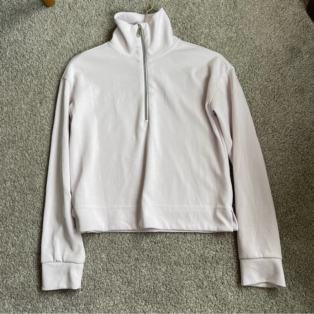 Athleta Lavender Light Pink Super Soft Performance Quarter Zip